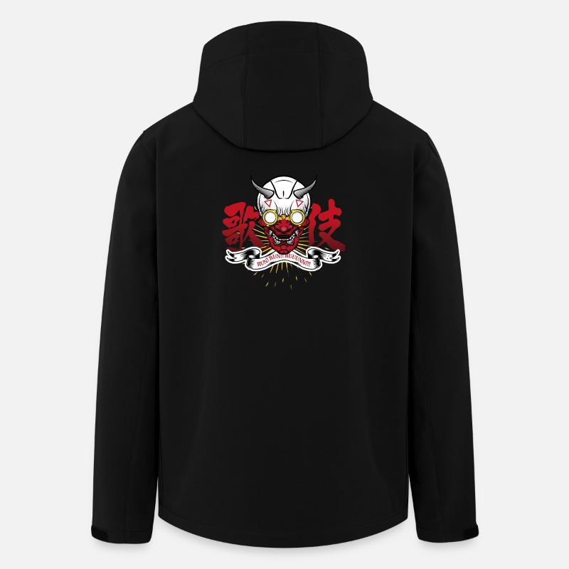 Goldener Oni mit Brille und Strahlen - Recycelte Männer Softshell-Jacke von Stanley/Stella - Schwarz