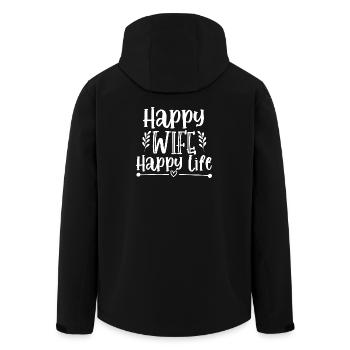 Happy Wife - Happy Life - Recycelte Männer Softshell-Jacke von Stanley/Stella - Schwarz - Hinten - AI Model Male 185 light (185cm)