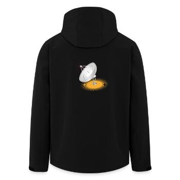 Satellitenschüssel als Gestaltungselement - Recycelte Männer Softshell-Jacke von Stanley/Stella - Schwarz - Hinten - AI Model Male 185 light (185cm)