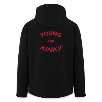 Text T-Shirt Design Young und Kinky Geschenkidee. - Recycelte Männer Softshell-Jacke von Stanley/Stella - Schwarz - Hinten - AI Model Male 185 light (185cm)