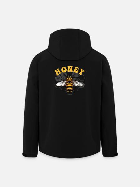 Honey Bee on Hex Grid - Men’s Recycled Softshell Jacket by Stanley/Stella - black