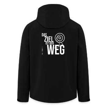 Das Ziel ist der Weg - weißer Schriftzug - Recycelte Männer Softshell-Jacke von Stanley/Stella - Schwarz - Hinten - AI Model Male 185 light (185cm)