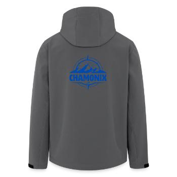 Chamonix, Skigebiet, Skigebiet - Recycelte Männer Softshell-Jacke von Stanley/Stella - Schwarz - Hinten - AI Model Male 185 light (185cm)