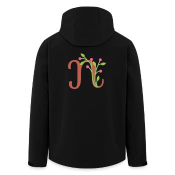 Eleganter Buchstabe 'N' mit Blumen - Recycelte Männer Softshell-Jacke von Stanley/Stella - Schwarz - Hinten - AI Model Male 185 light (185cm)