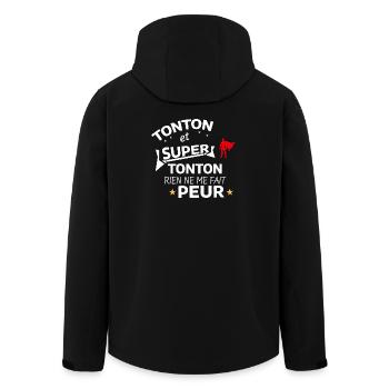Humorvolle Hommage von Super Tonton - Recycelte Männer Softshell-Jacke von Stanley/Stella - Schwarz - Hinten - AI Model Male 185 light (185cm)