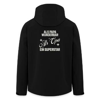 Als Papa Wunderbar - Als Opa ein Superstar! - Recycelte Männer Softshell-Jacke von Stanley/Stella - Schwarz - Hinten - AI Model Male 185 light (185cm)