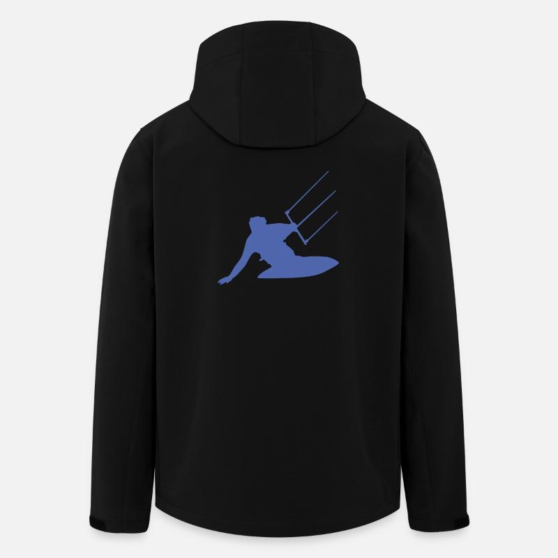 Kitesurfeur silhouette mer vagues aventure - Veste softshell homme en polyester recyclé Stanley/Stella - noir