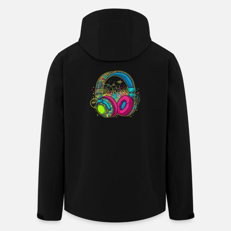 Lebendiges abstraktes Kopfhörerdesign - Recycelte Männer Softshell-Jacke von Stanley/Stella - Schwarz