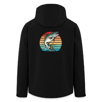 Pêche au saumon Pêche au saumon de l’Atlantique Pêcheur à la ligne - Veste softshell homme en polyester recyclé Stanley/Stella - noir - Dos - AI Model Male 185 light (185cm)