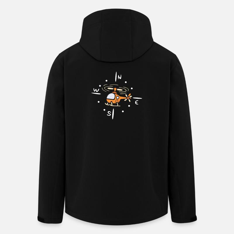 Cartoon Helicopter with Compass Design - Men’s Recycled Softshell Jacket by Stanley/Stella - black