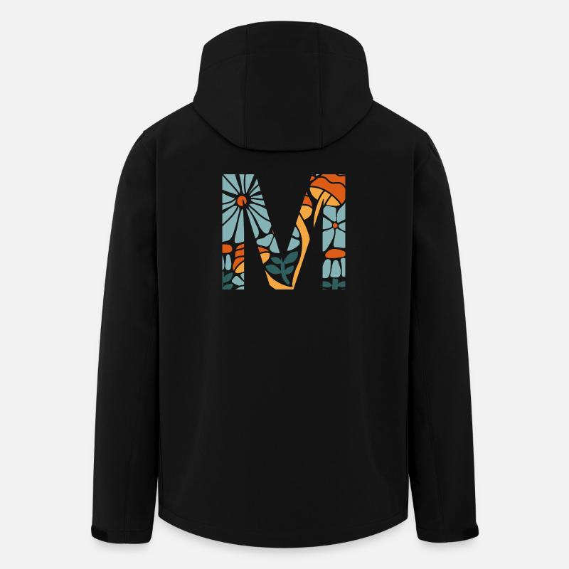 Letter m flowers groovy gift idea - Men’s Recycled Softshell Jacket by Stanley/Stella - black