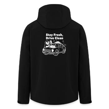 Fresh Wash Car Motif - Men’s Recycled Softshell Jacket by Stanley/Stella - black - Back - AI Model Male 185 light (185cm)