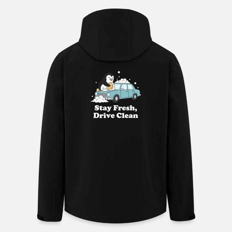 Stay Fresh Drive Clean Pinguin - Recycelte Männer Softshell-Jacke von Stanley/Stella - Schwarz