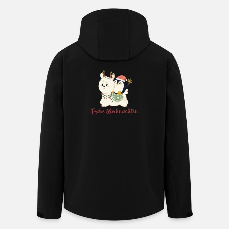 Joyeux Noël alpaga et pingouin - Veste softshell homme en polyester recyclé Stanley/Stella - noir