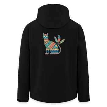 Native AmeriCan Purr-oud Cat lover texture tribale - Veste softshell homme en polyester recyclé Stanley/Stella - noir - Dos - AI Model Male 185 light (185cm)