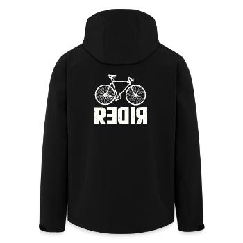 Motif RIDER avec R inversé - Motard rigolo - Veste softshell homme en polyester recyclé Stanley/Stella - noir - Dos - AI Model Male 185 light (185cm)