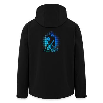 Kurz und klar Floorball - Recycelte Männer Softshell-Jacke von Stanley/Stella - Schwarz - Hinten - AI Model Male 185 light (185cm)
