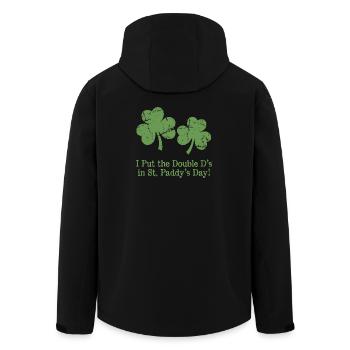 St Patricks Day Humour Double D Shamrocks - Men’s Recycled Softshell Jacket by Stanley/Stella - black - Back - AI Model Male 185 light (185cm)