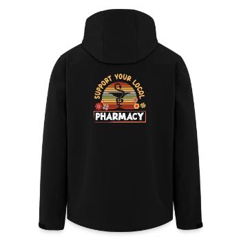 Retro-unterstützung Für Ihre Lokale Apotheke - Recycelte Männer Softshell-Jacke von Stanley/Stella - Schwarz - Hinten - AI Model Male 185 light (185cm)