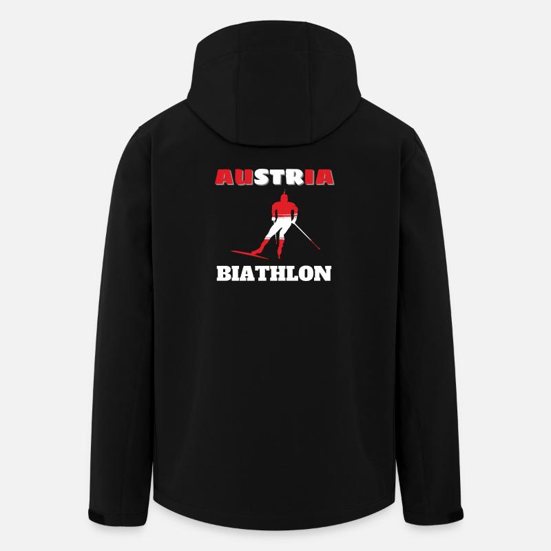 Biathlete Silhouette Red White Austria - Men’s Recycled Softshell Jacket by Stanley/Stella - black