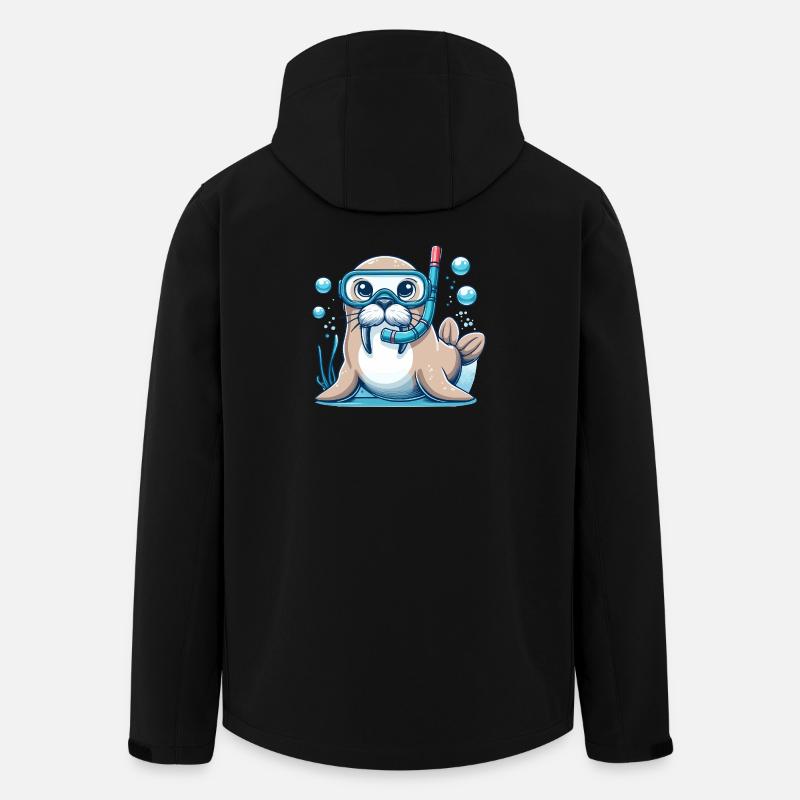 Phoque sous-marin avec lunettes de plongée - Veste softshell homme en polyester recyclé Stanley/Stella - noir