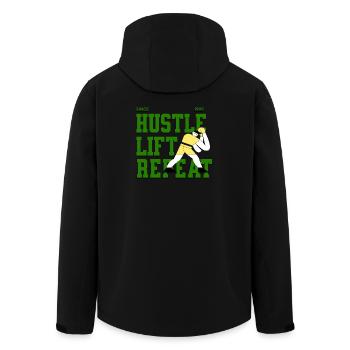 Hustle Lift Repeat – Gym Lifestyle - Recycelte Männer Softshell-Jacke von Stanley/Stella - Schwarz - Hinten - AI Model Male 185 light (185cm)