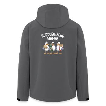 Norddeutsche Mafia Möwen Burger Pommes Bier - Recycelte Männer Softshell-Jacke von Stanley/Stella - Anthrazit - Hinten - AI Model Male 185 light (185cm)
