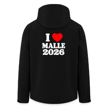 I love Malle 2026 - Recycelte Männer Softshell-Jacke von Stanley/Stella - Schwarz - Hinten - AI Model Male 185 light (185cm)