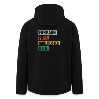 Papa Grillmeister Held Für Vatertag BBQ - Recycelte Männer Softshell-Jacke von Stanley/Stella - Schwarz - Hinten - AI Model Male 185 light (185cm)