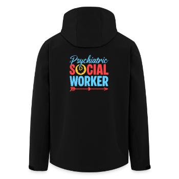 Travail social psychiatrique Quota pour travailleurs sociaux - Veste softshell homme en polyester recyclé Stanley/Stella - noir - Dos - AI Model Male 185 light (185cm)