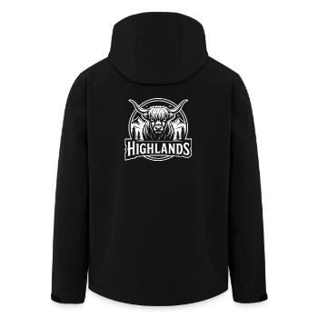 Highlands - Men’s Recycled Softshell Jacket by Stanley/Stella - black - Back - AI Model Male 185 light (185cm)
