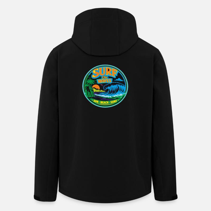 Soleil-Plage-Surf - Veste softshell homme en polyester recyclé Stanley/Stella - noir