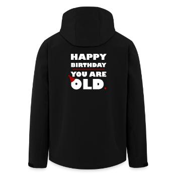HAPPY BIRTHDAY YOU ARE OLD - BLANC - Veste softshell homme en polyester recyclé Stanley/Stella - noir - Dos - AI Model Male 185 light (185cm)