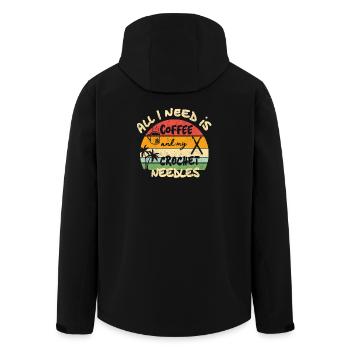 All I need is coffee and my crochet needles - Men’s Recycled Softshell Jacket by Stanley/Stella - black - Back - AI Model Male 185 light (185cm)