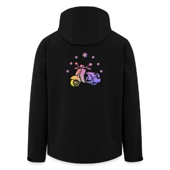 Retro Roller - Recycelte Männer Softshell-Jacke von Stanley/Stella - Schwarz - Hinten - AI Model Male 185 light (185cm)