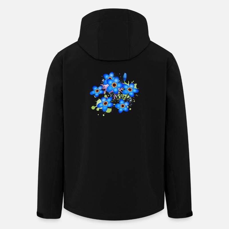 bright blue forget-me-not graffiti - Men’s Recycled Softshell Jacket by Stanley/Stella - black
