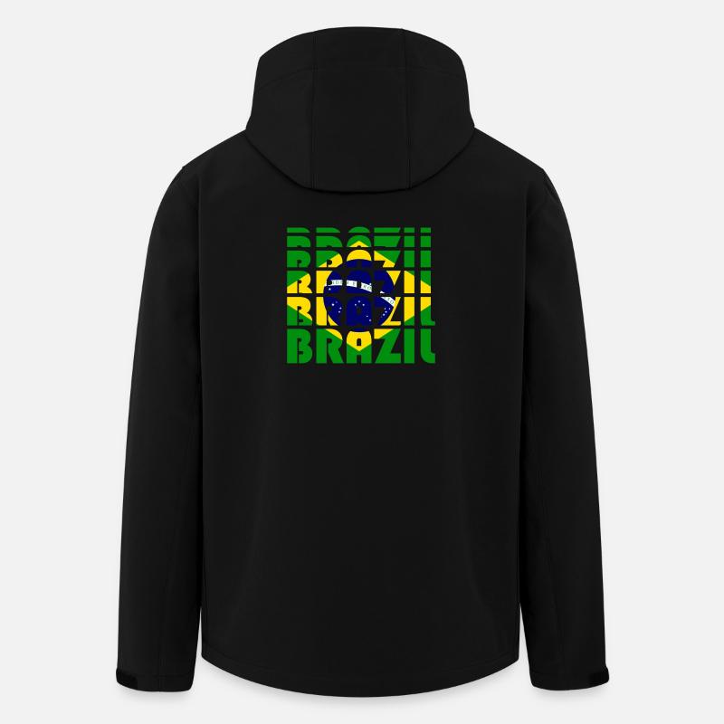 Brazil Flags Grid Pattern - Men’s Recycled Softshell Jacket by Stanley/Stella - black
