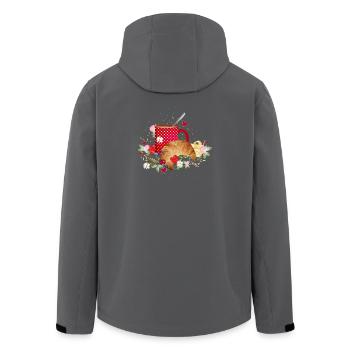 Breakfast in the countryside with croissant, coffee, berries - Men’s Recycled Softshell Jacket by Stanley/Stella - anthracite - Back - AI Model Male 185 light (185cm)