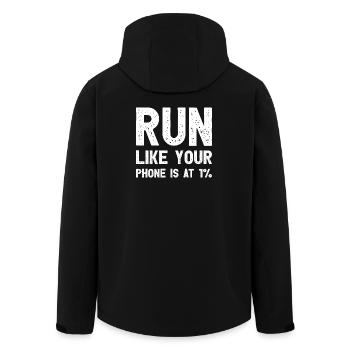 Run Like Your Phone Is At 1% Funny Runner - Men’s Recycled Softshell Jacket by Stanley/Stella - black - Back - AI Model Male 185 light (185cm)