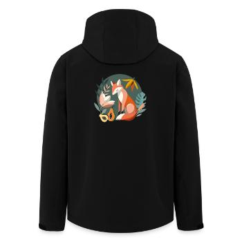 Fox with tropical flowers and fruits - Men’s Recycled Softshell Jacket by Stanley/Stella - black - Back - AI Model Male 185 light (185cm)