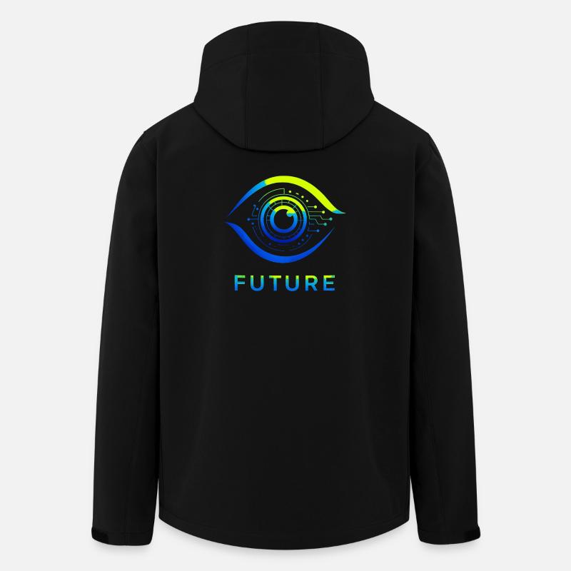 Futuristic Circle Technology Design - Men’s Recycled Softshell Jacket by Stanley/Stella - black