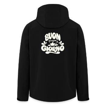 Buongiorno Cappuccino Italy Holidays - Men’s Recycled Softshell Jacket by Stanley/Stella - black - Back - AI Model Male 185 light (185cm)