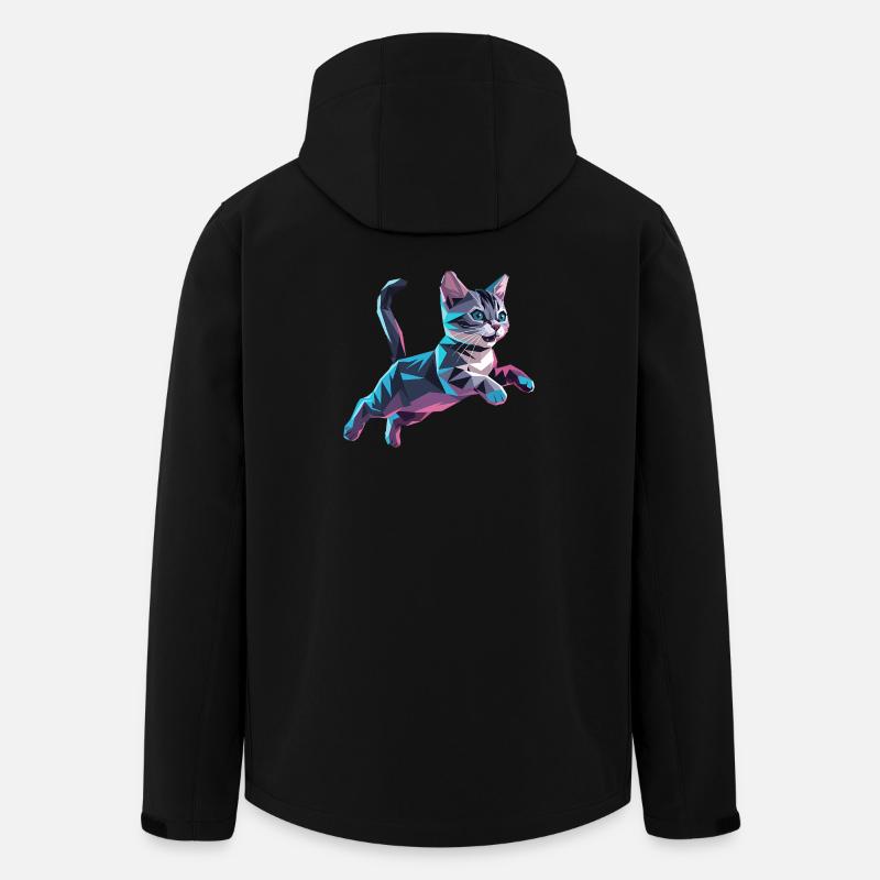 Kitten - Cool Low Poly Logo - Men’s Recycled Softshell Jacket by Stanley/Stella - black
