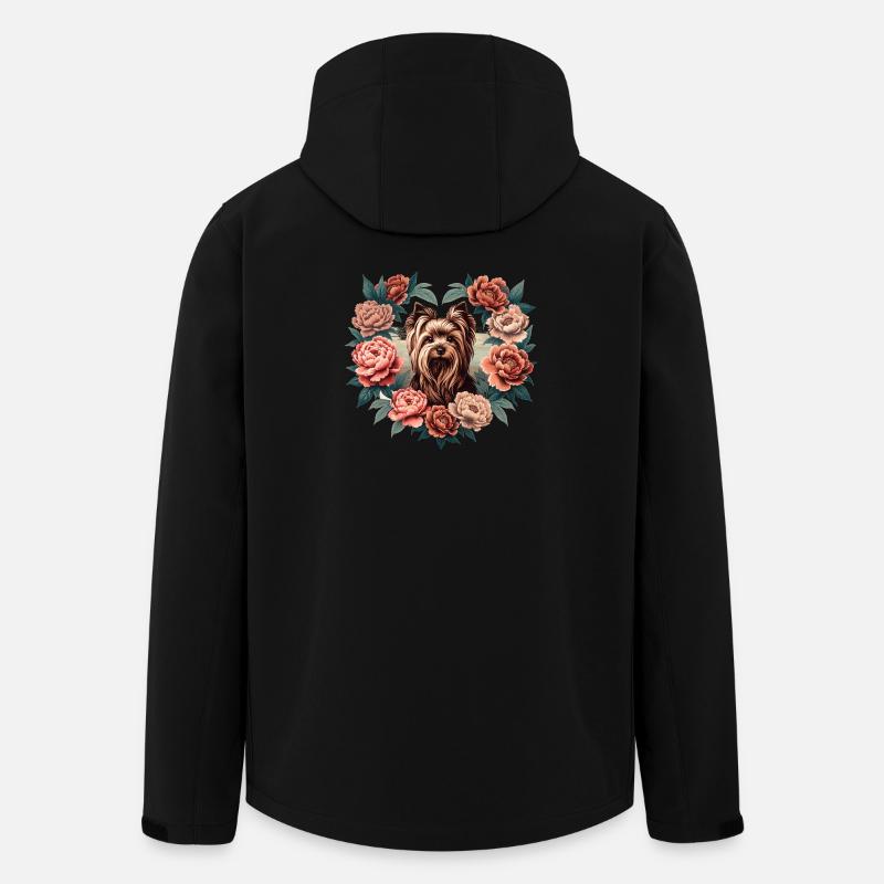 Floral Terrier im Pfingstrosenrahmen - Recycelte Männer Softshell-Jacke von Stanley/Stella - Schwarz