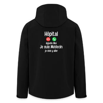 Hôpital Appelle Moi Je suis Médecin je dois y alle - Veste softshell homme en polyester recyclé Stanley/Stella - noir - Dos - AI Model Male 185 light (185cm)