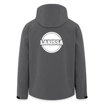 First name Larissa - Men’s Recycled Softshell Jacket by Stanley/Stella - anthracite - Back - AI Model Male 185 light (185cm)