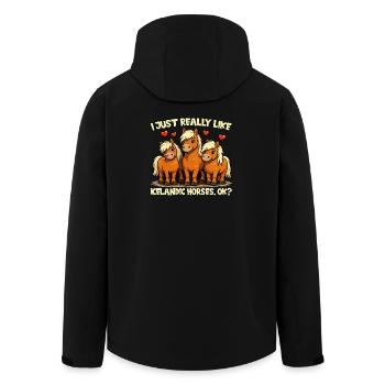 Icelandic Horse Fan Cute Horse Motif - Men’s Recycled Softshell Jacket by Stanley/Stella - black - Back - AI Model Male 185 light (185cm)