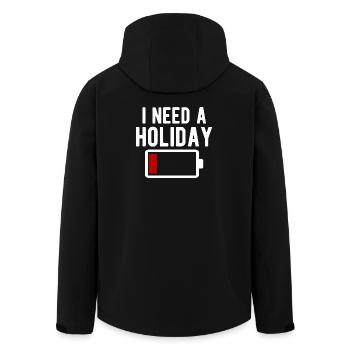 I Need A Holiday Battery Drain Diveretente - Men’s Recycled Softshell Jacket by Stanley/Stella - black - Back - AI Model Male 185 light (185cm)