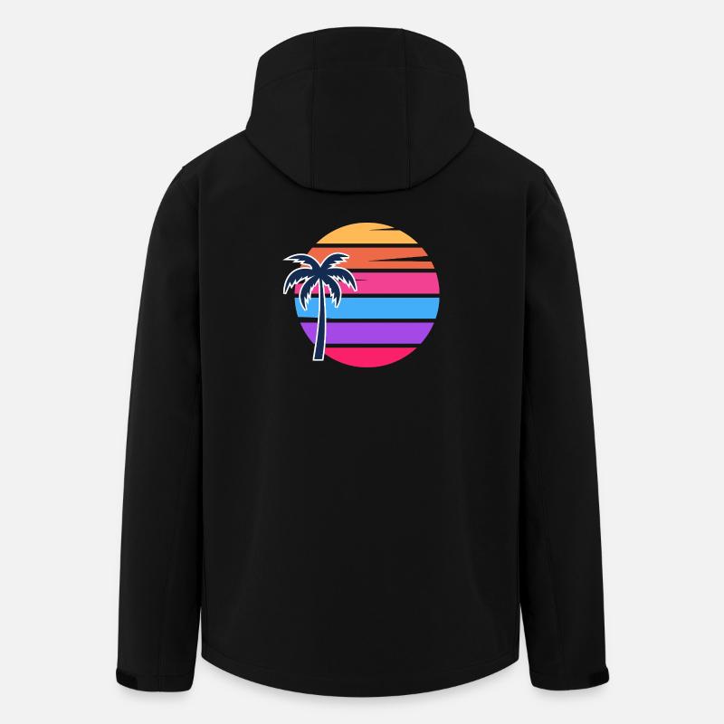 Retro Sonnenuntergang Palm Kreis - Recycelte Männer Softshell-Jacke von Stanley/Stella - Schwarz