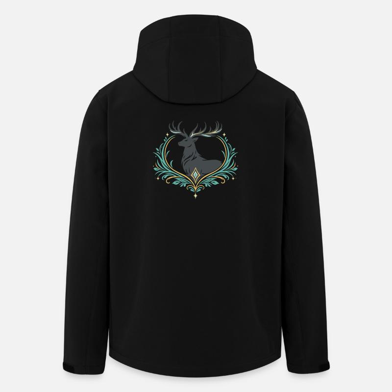 Hirsch im Ornamentherz - Recycelte Männer Softshell-Jacke von Stanley/Stella - Schwarz
